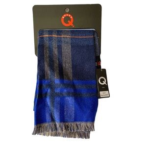 Men’s Blue Beige Plaid Design Scarf